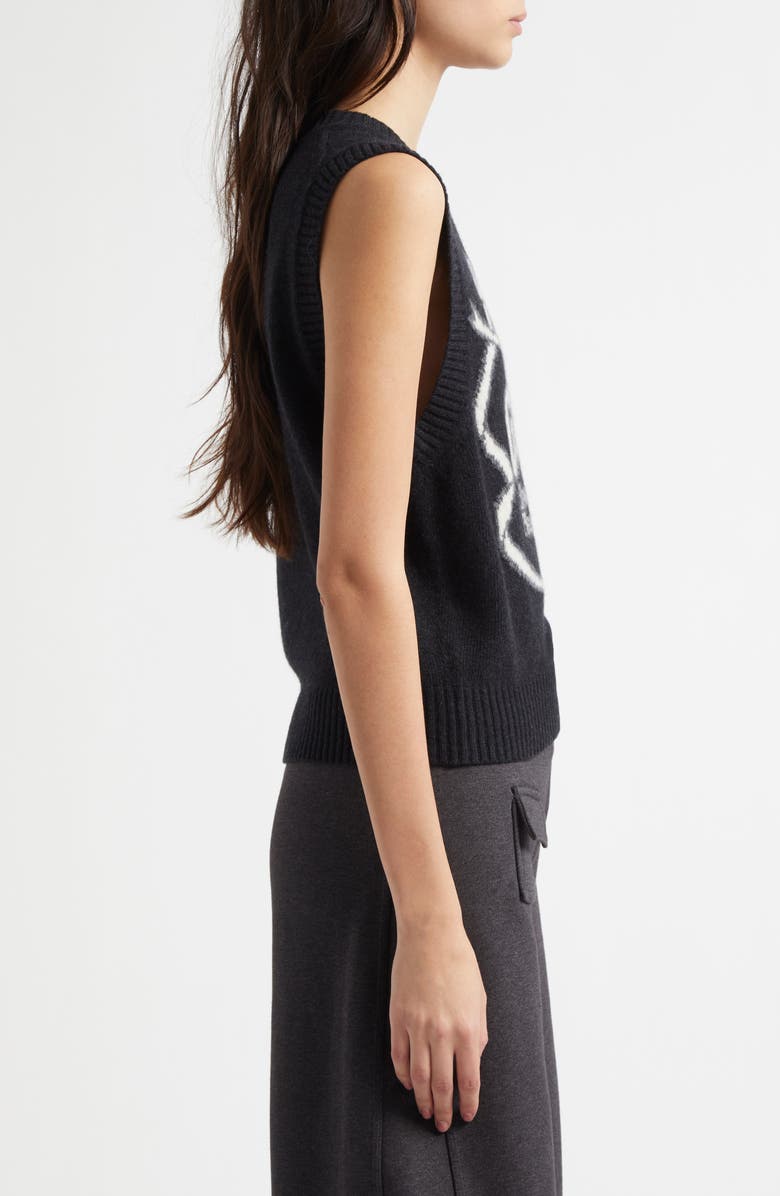 Ganni Logo Graphic Wool Blend Sweater Vest, Alternate, color, 