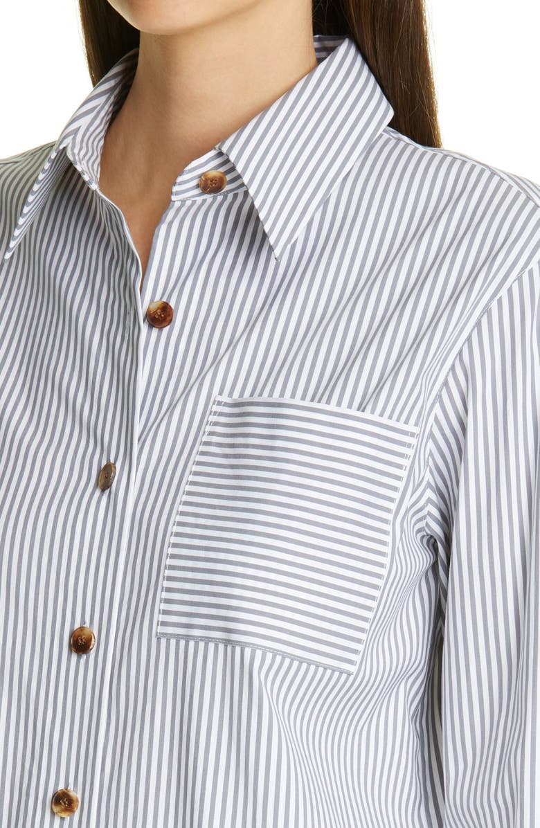 Lafayette 148 New York Ruxton Stripe Cotton Blend Shirt, Alternate, color,