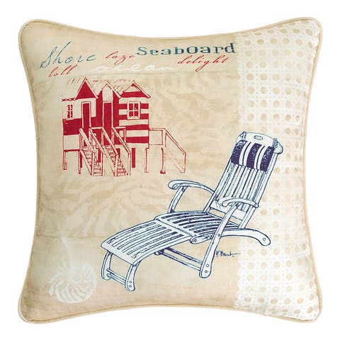 Cabana Beach Relaxation & Seaboard HD Printed Accent Throw Pillow, 18" x 18"