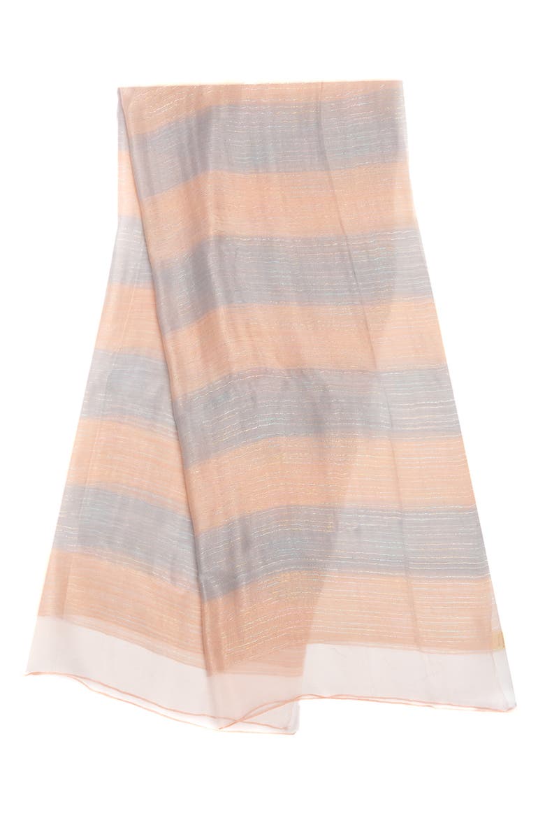 Shiny Stripe Silk Blend Scarf, Alternate, color, PINK
