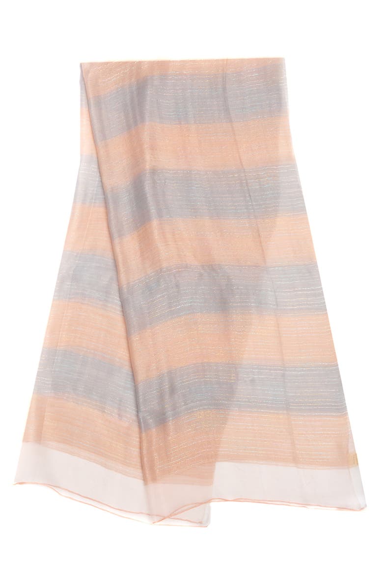 SAACHI Shiny Stripe Silk Blend Scarf, Alternate, color, Pink
