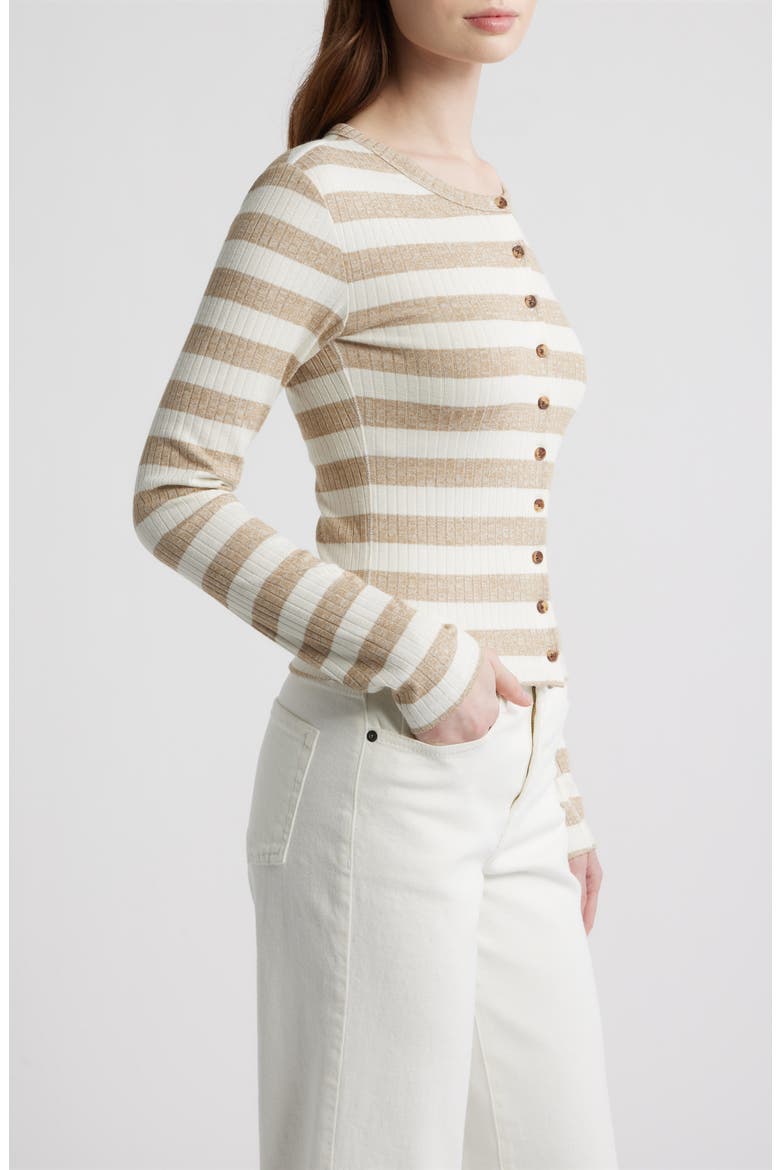 Stripe Rib Cardigan, Alternate, color, TOFFEE