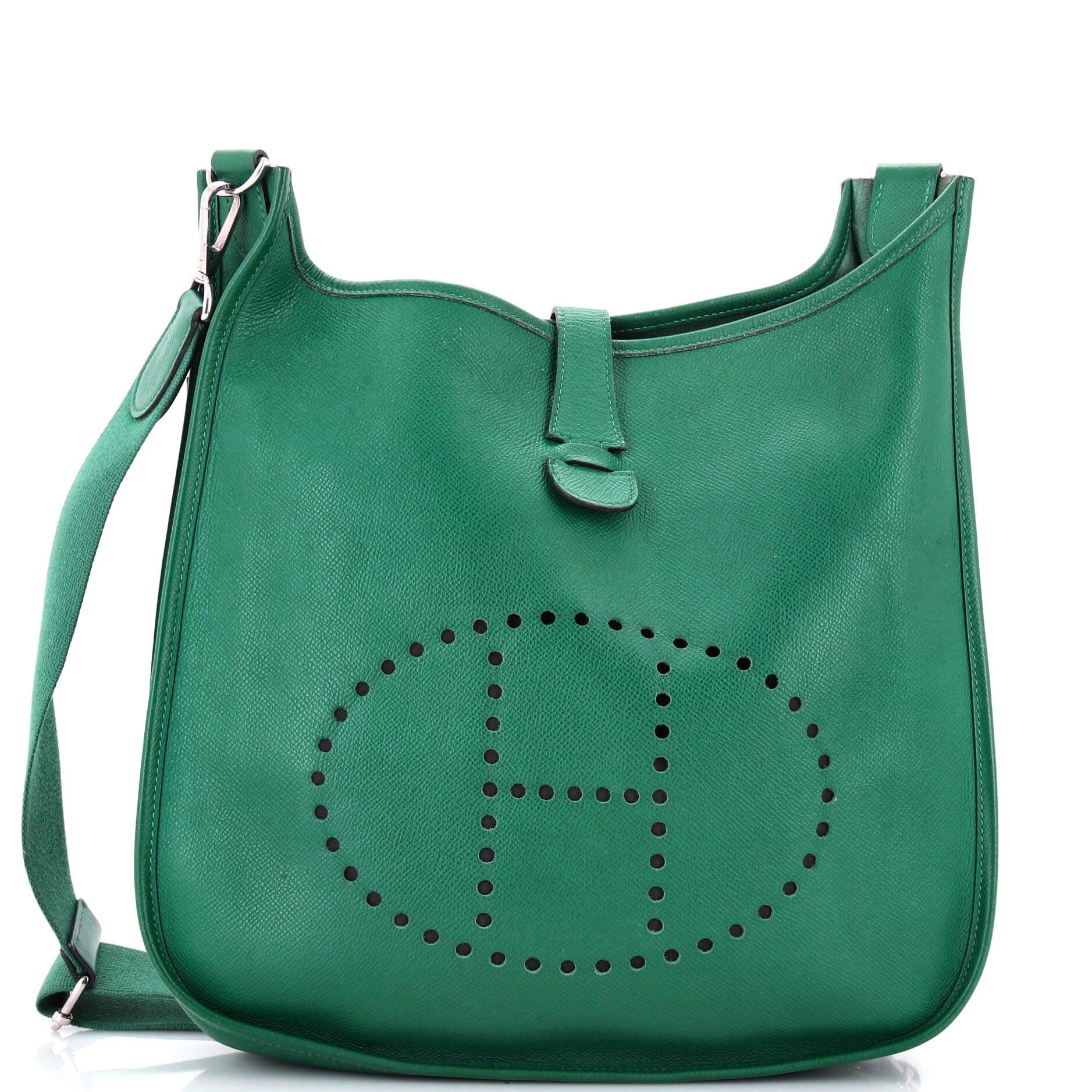 Pre-Owned Hermes Evelyne Bag Gen III Epsom GM, Main, color, Malachite