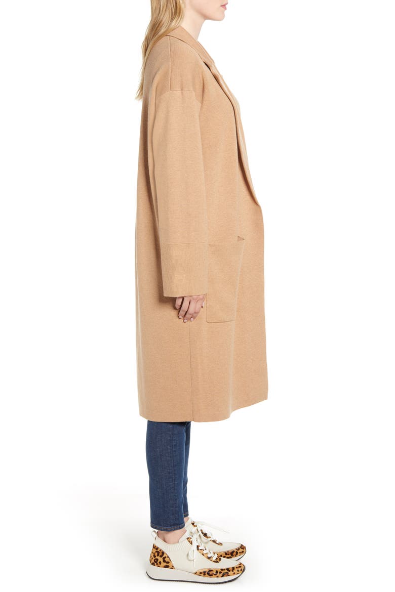 Ella Open Front Long Sweater Blazer, Alternate, color, HEATHER KHAKI