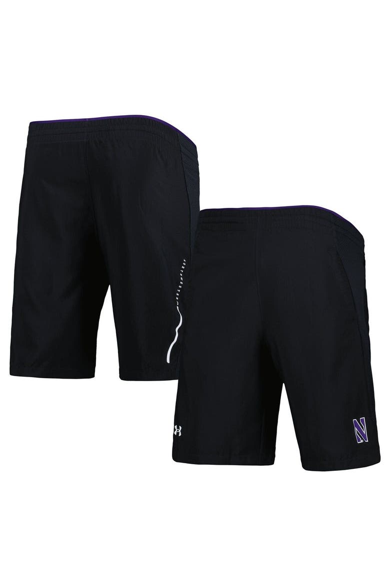 Men's Under Armour Black Northwestern Wildcats Woven Shorts, Main, color, Black