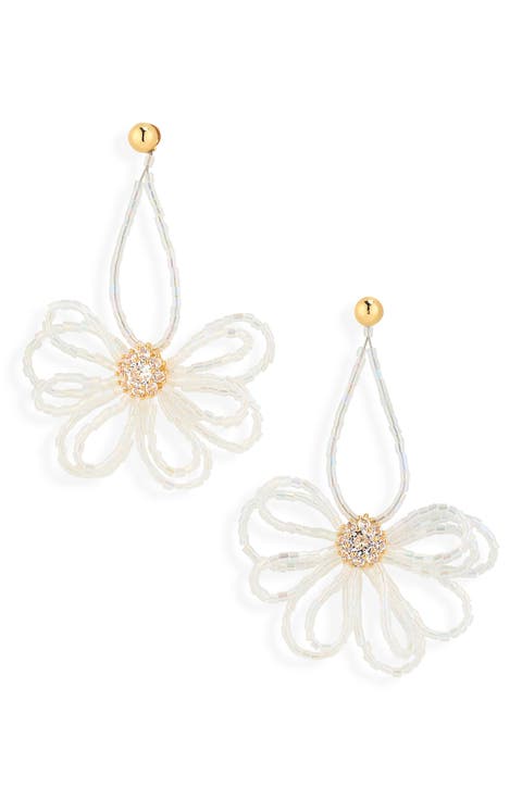 Beaded Flower Drop Earrings