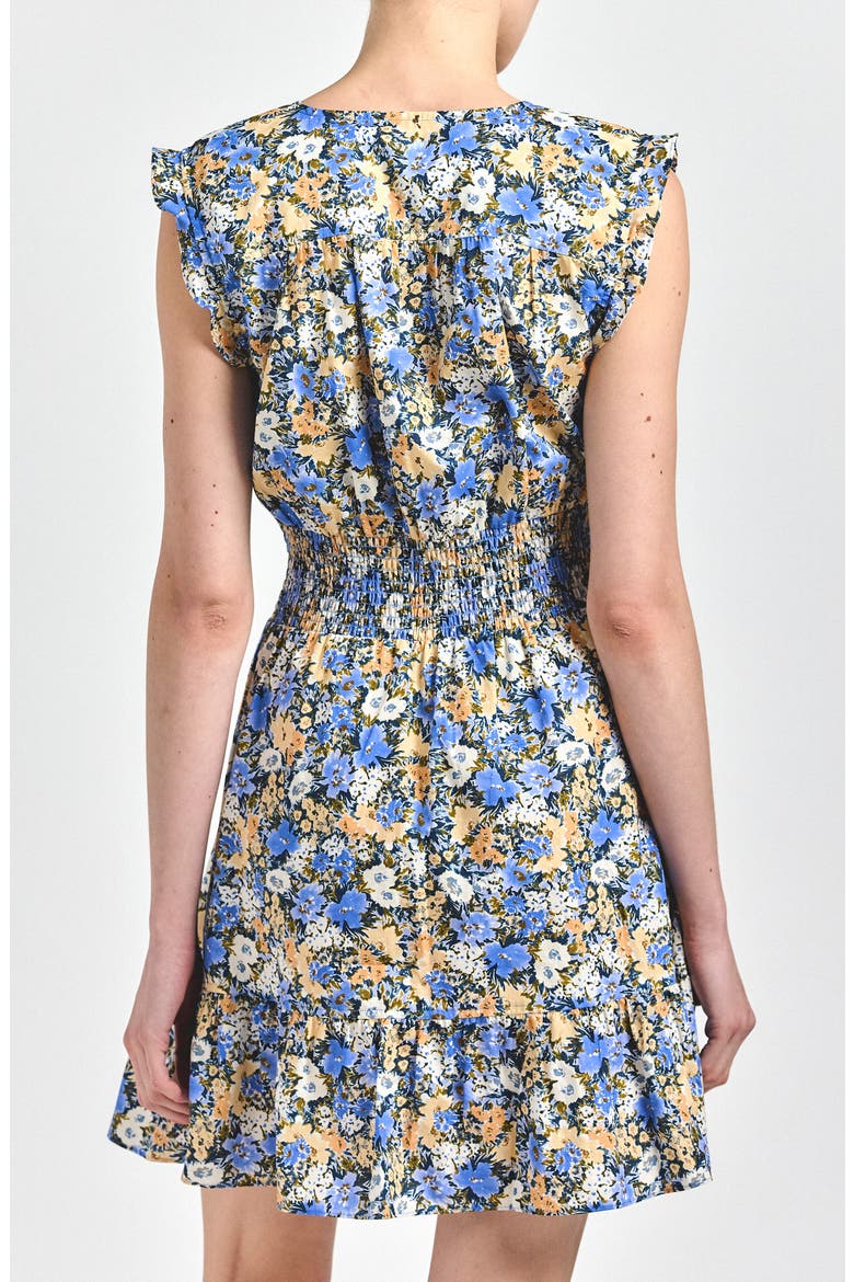 Kris Floral Sleeveless Cotton Minidress, Alternate, color, BLUE TAN BLOOM