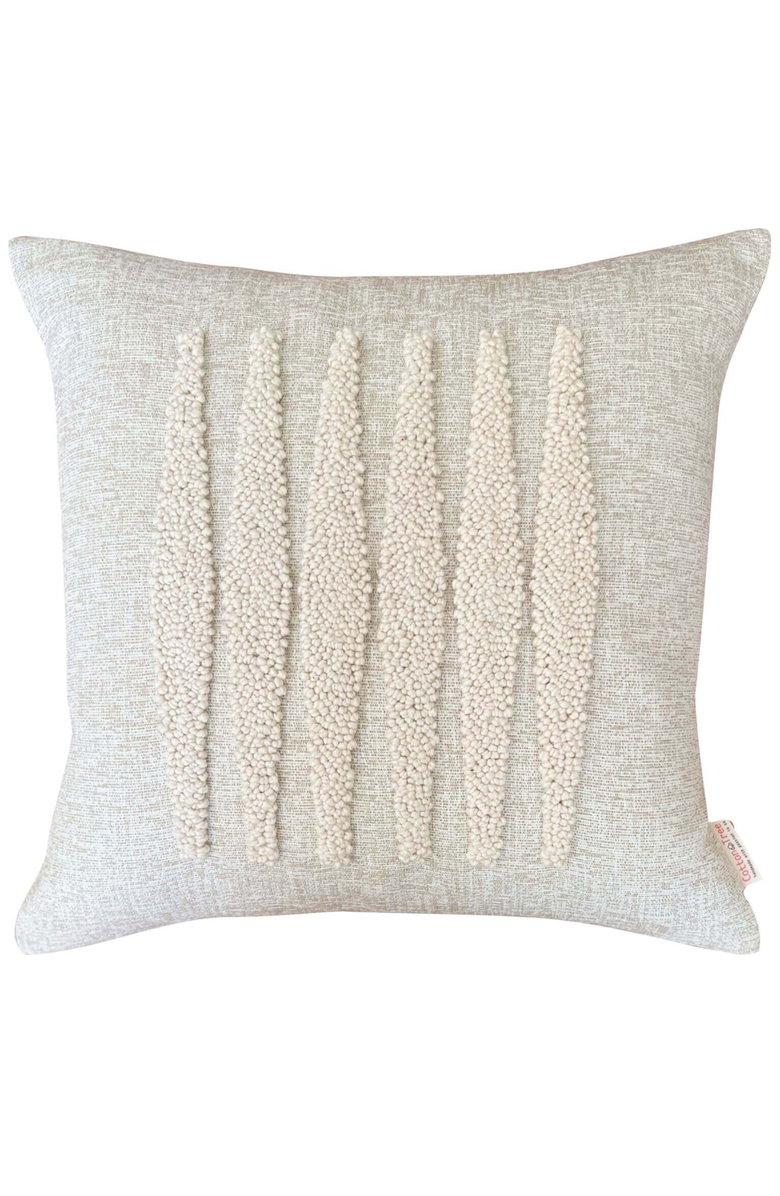 Cotton Tree Punch Needle Pillow - Zulu Pattern - Cover + Insert, Main, color, Natural