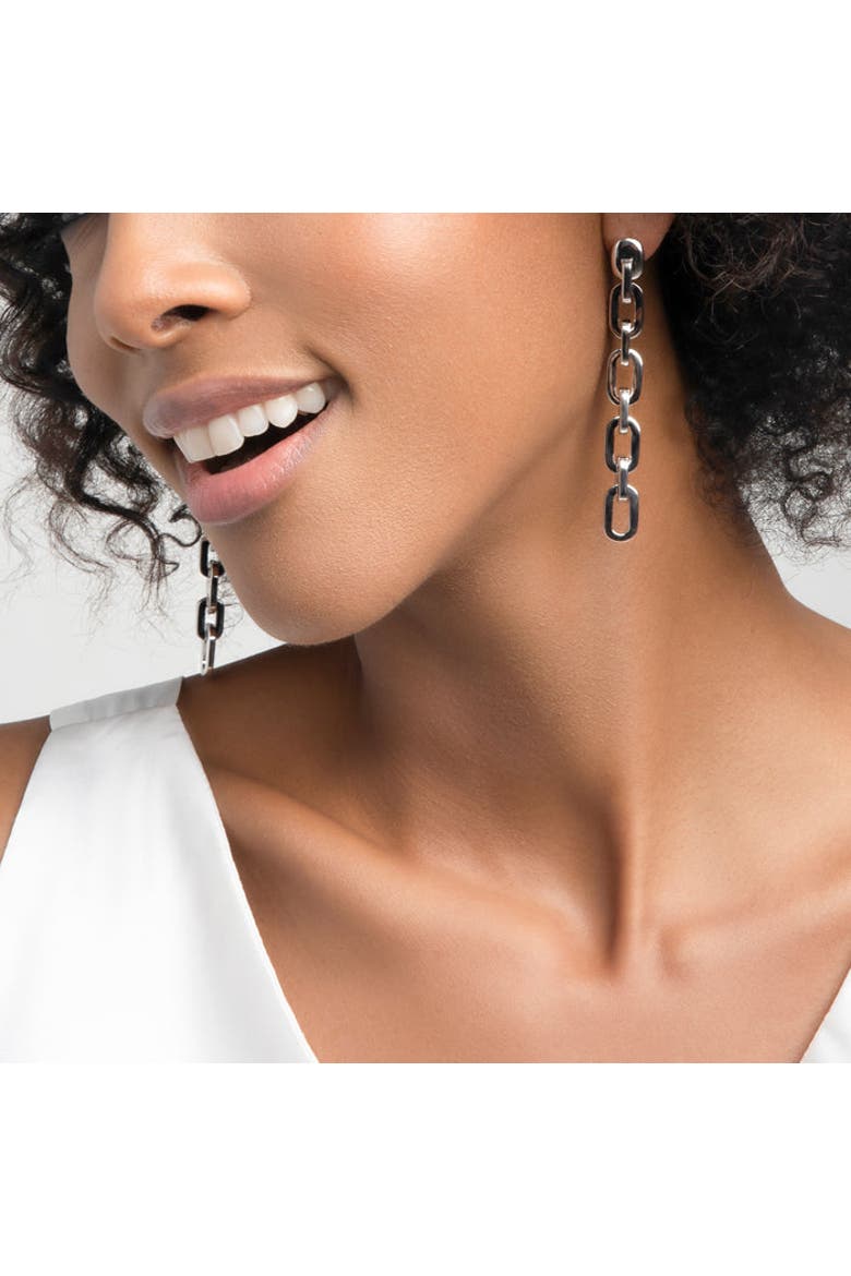 Modern Day Drop Earrings gold vermeil, Alternate, color, White Gold