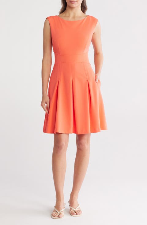 Sleeveless Crepe Fit & Flare Dress
