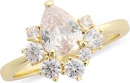 Covet Emerald Cut CZ Cluster Engagement Ring