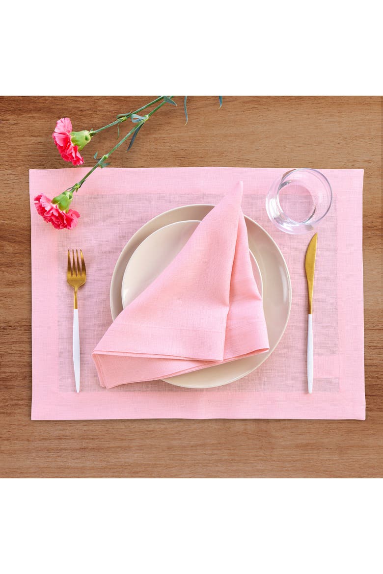 Linen Placemats Set of 4, 14 x 19" - Fete, Alternate, color, Pink Lemonade