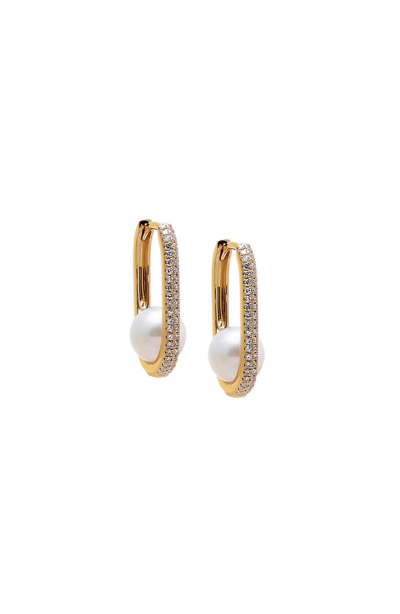 BY ADINA EDEN Diamond Pearl Oval Earring 14K, Main, color,