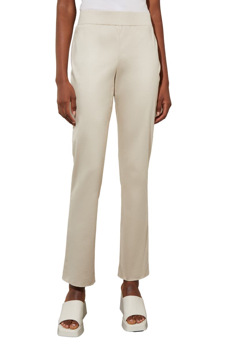 Ming Wang Straight Leg Pull-On Pants, Main, color, Almond Beige