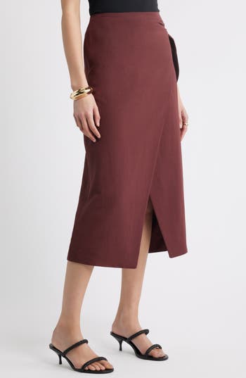 Nordstrom Midi Wrap Skirt In Red