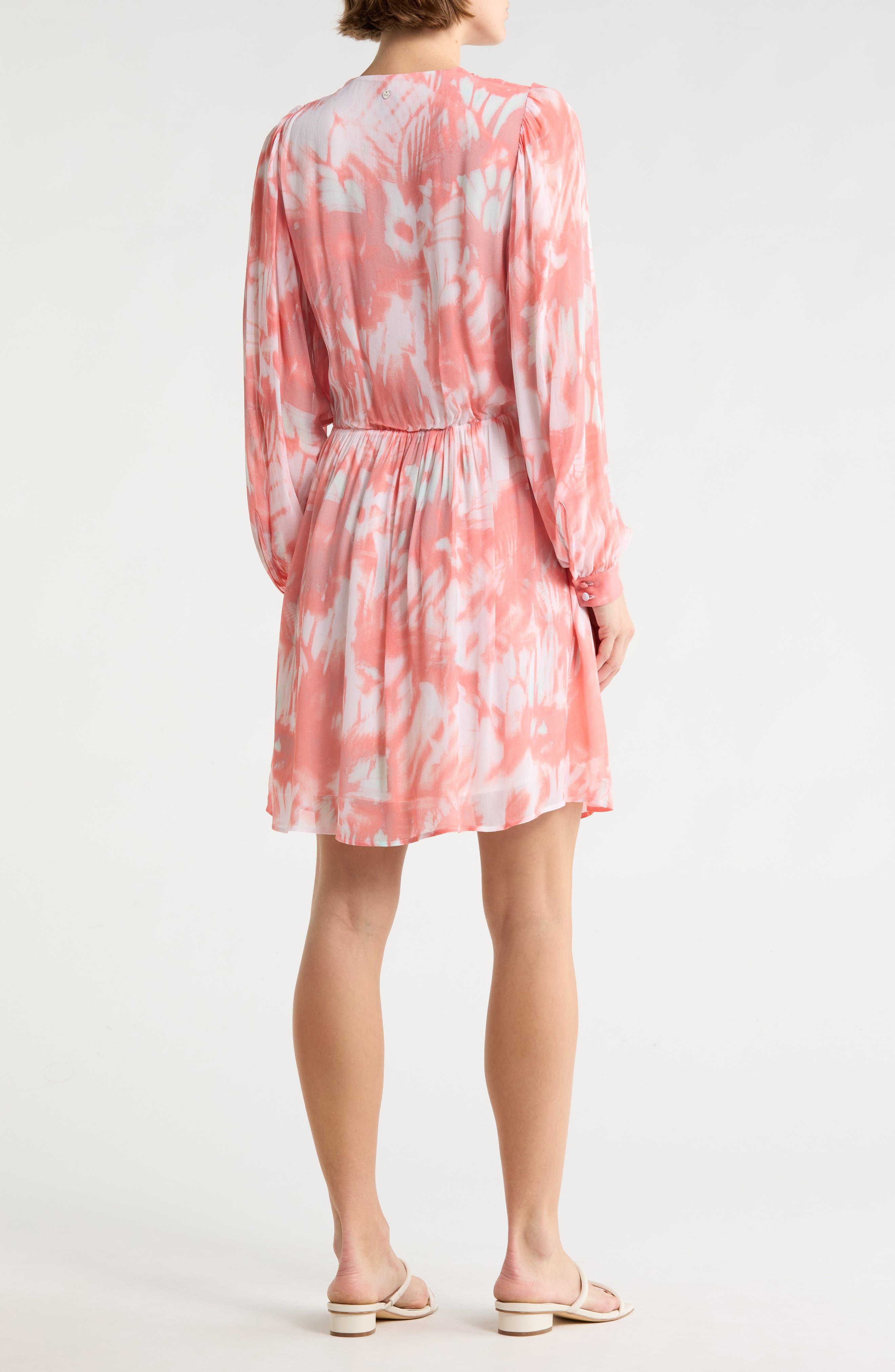 Print Long Sleeve Faux Wrap Dress - image 4