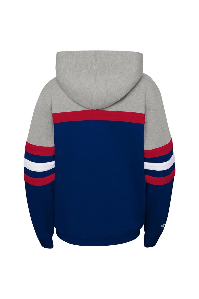 Youth Mitchell & Ness Heather Gray/Navy Boston Red Sox Cooperstown Collection Head Coach Pullover Hoodie, Alternate, color, Heather Gray