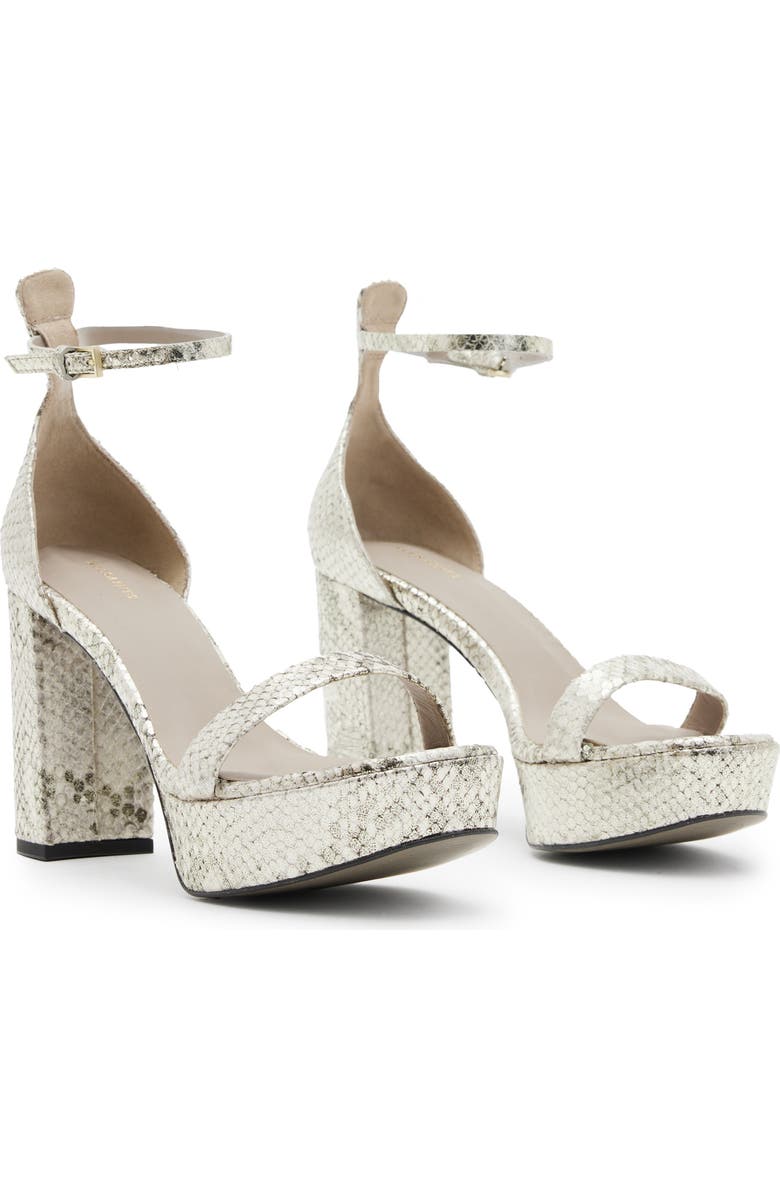 AllSaints Ziggy Snakeskin Embossed Platform Sandal, Main, color, Metallic Gold