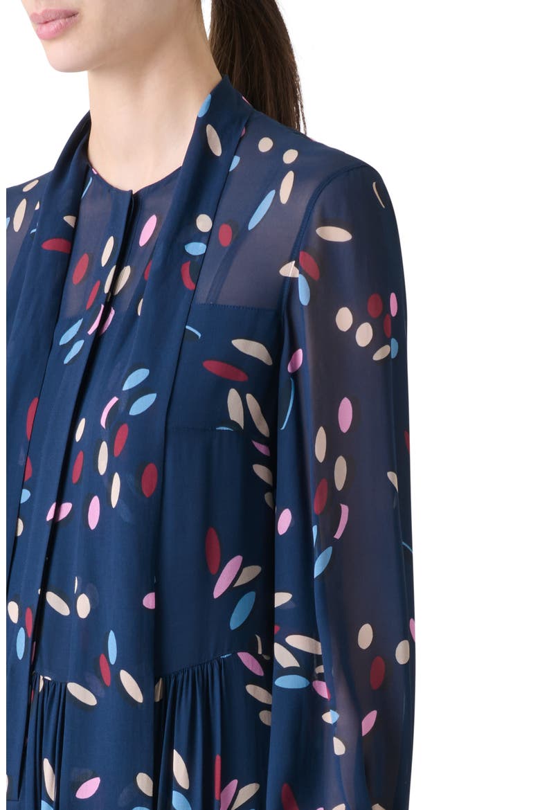 Dropping Dots Print Long Sleeve Georgette Midi Shirtdress, Alternate, color, INK-MULTICOLOR