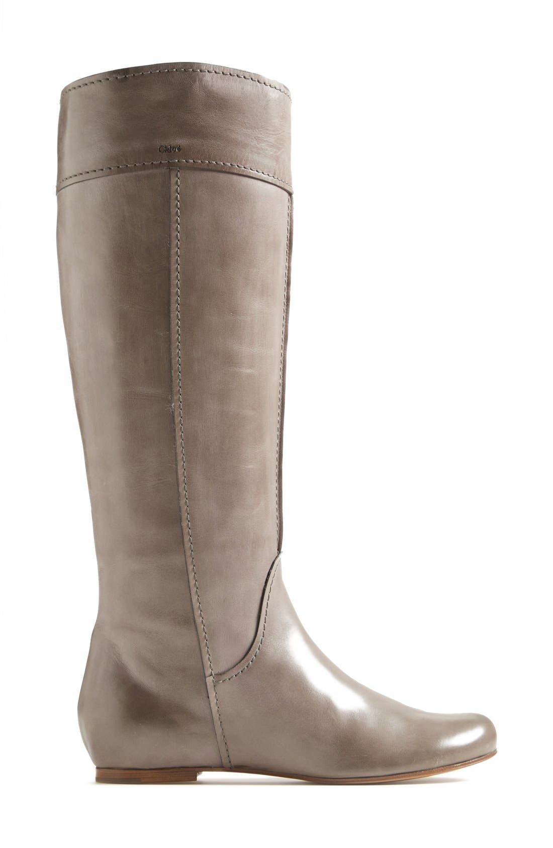 'Heloise' Tall Calfskin Leather Boot, Alternate, color, GREY