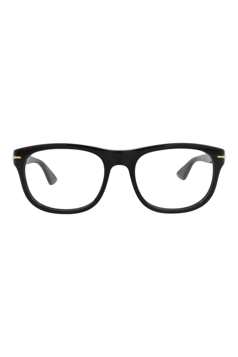 55mm Square Optical Glasses, Main, color, BLACK BLACK TRANSPARENT