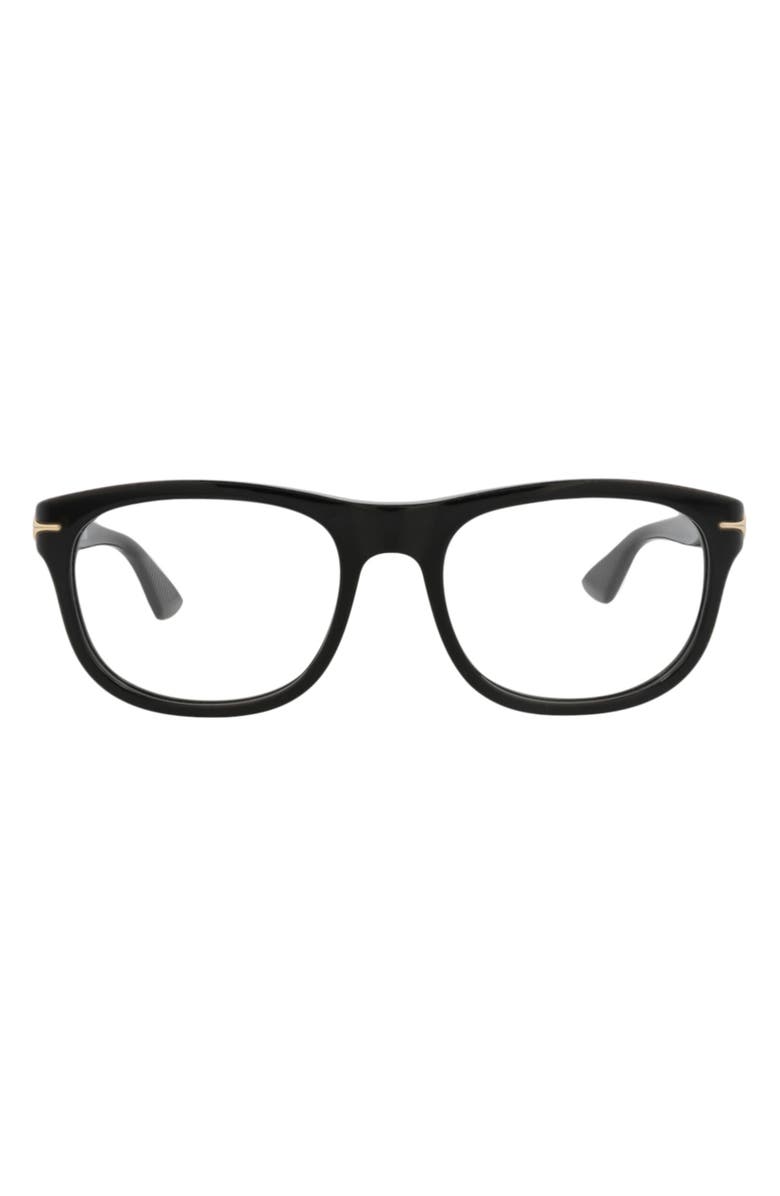 Montblanc 55mm Square Optical Glasses, Main, color, Black Black Transparent