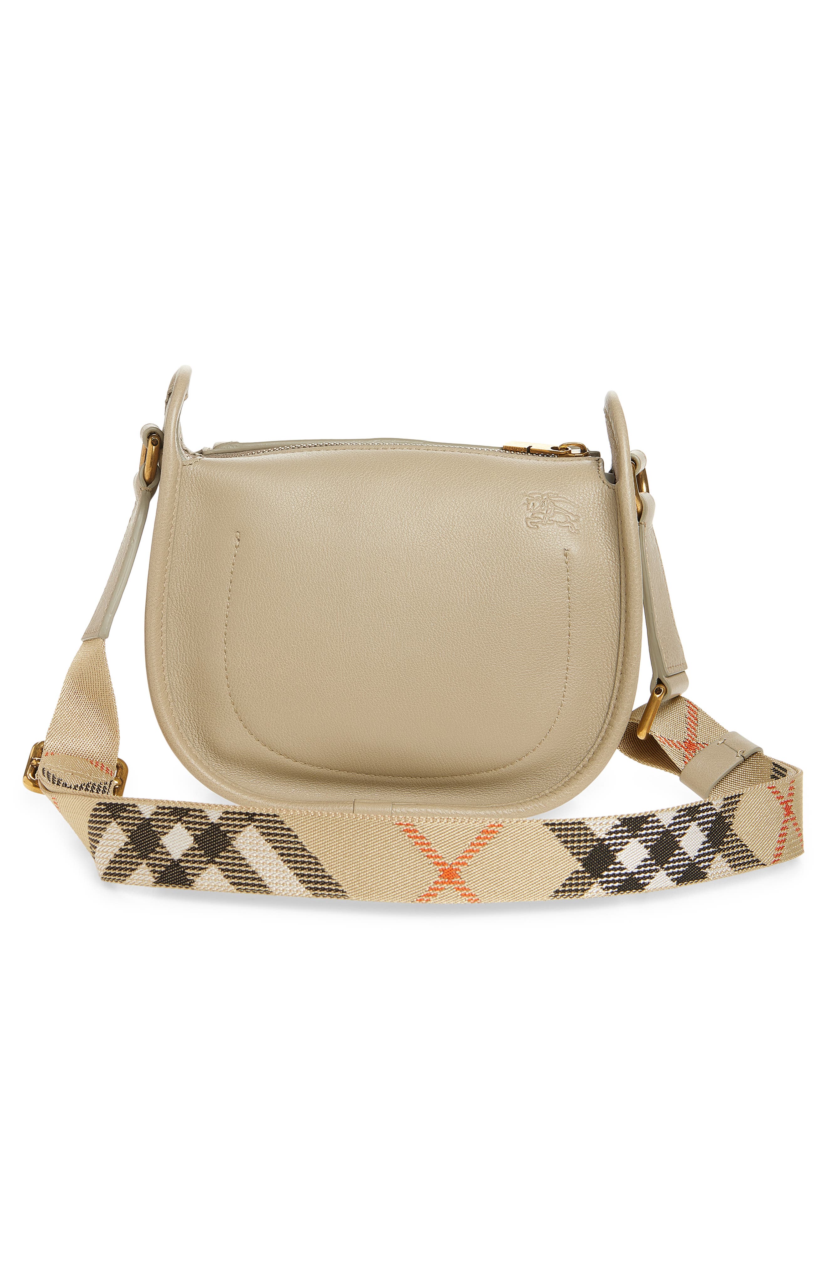 Burberry Mini B Clip Messenger Bag, Alternate, color, Mushroom