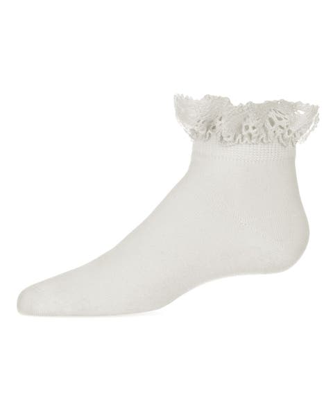 Lace Top Mercerized Ankle Sock (Toddler, Little Kid & Big Kid)
