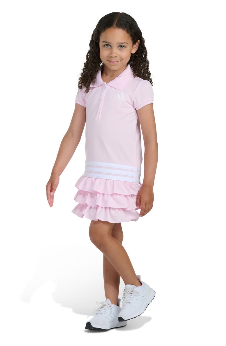 adidas Kids' Polo Ruffle Dress, Alternate, color, Clear Pink