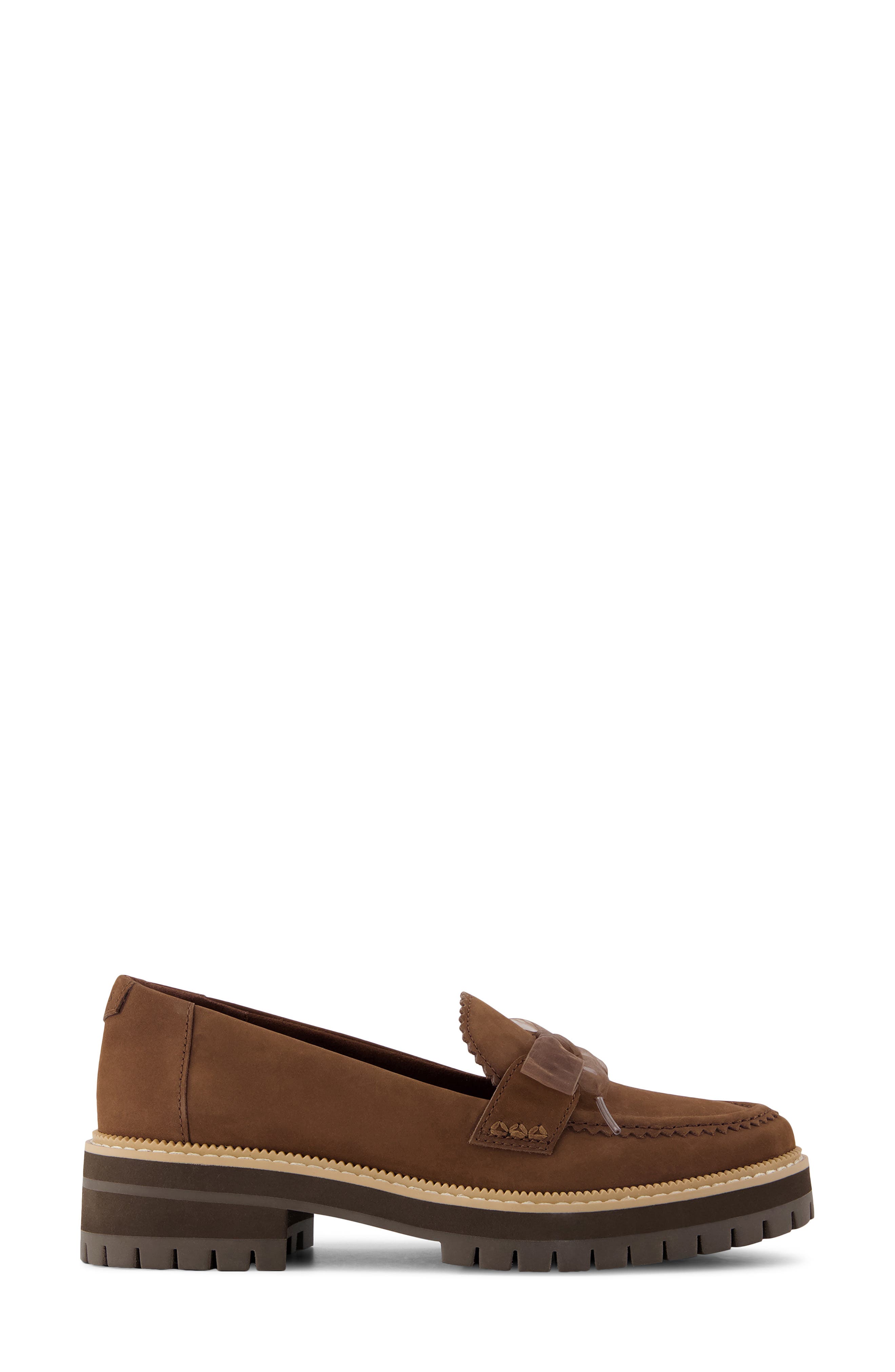Cara Bow Platform Loafer, Alternate, color, DARK BROWN