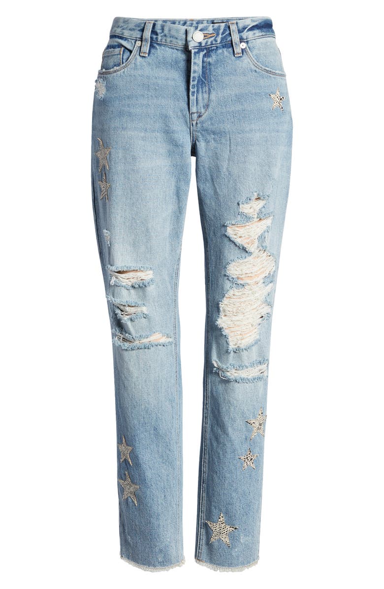 BLANKNYC Snake Star Patch Crop Jeans, Alternate, color,