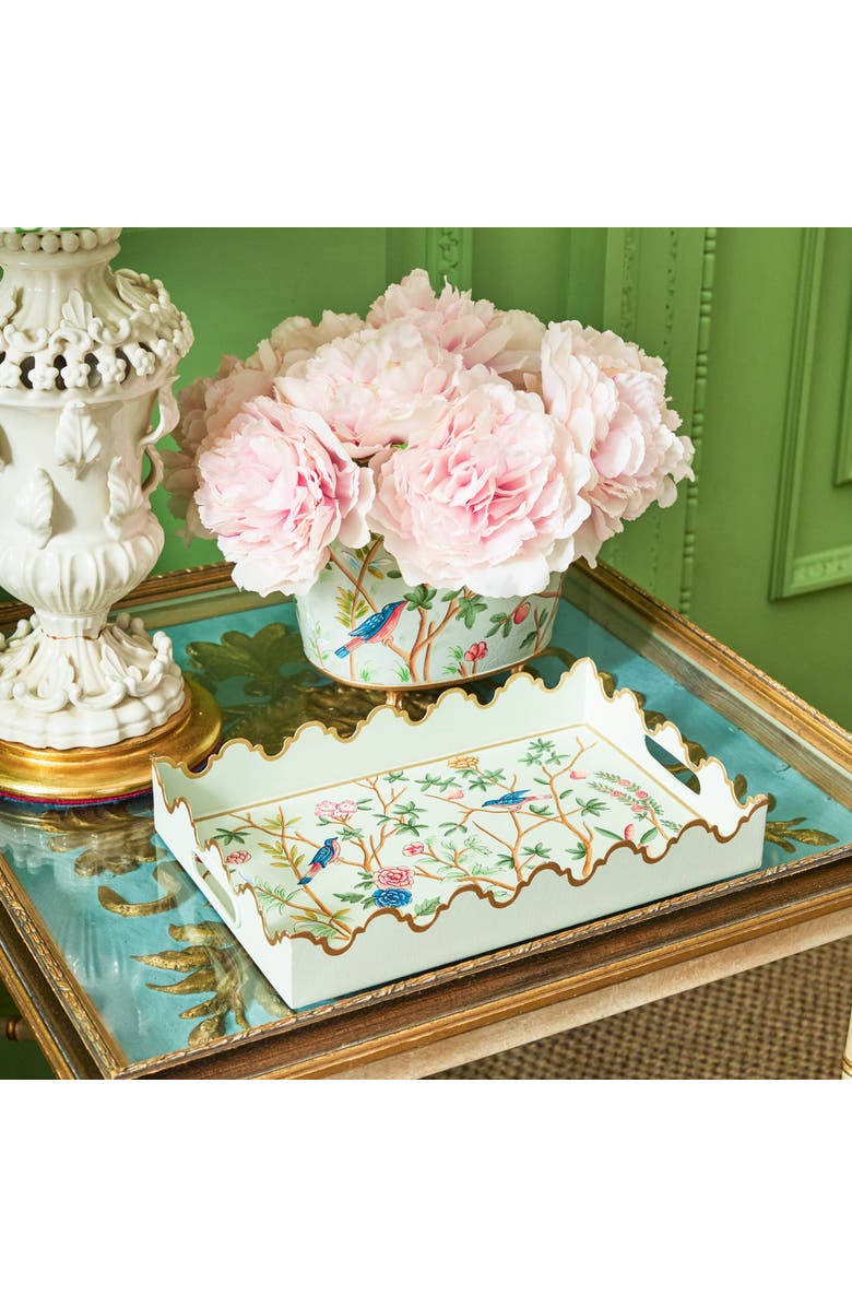 Mrs. Alice Green Chinoiserie Tole Planter, Alternate, color, Green