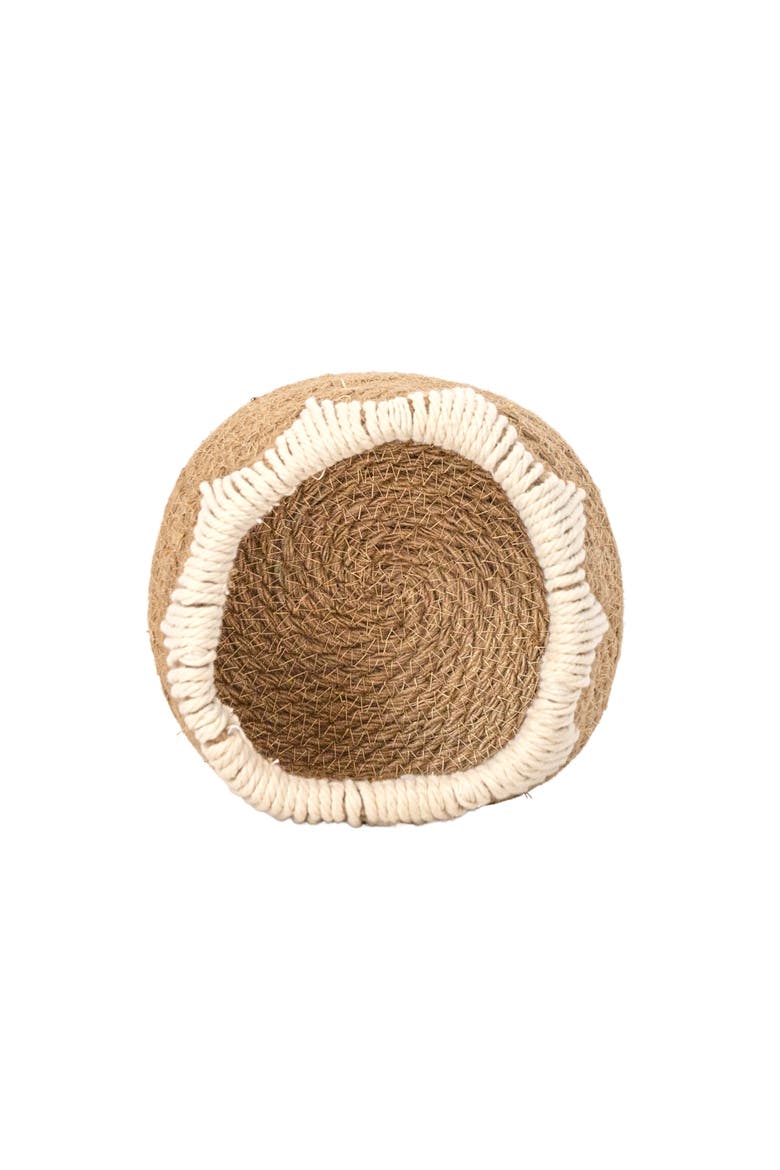 Woven Tapered Basket Jute & White Cotton Rope, Alternate, color, White