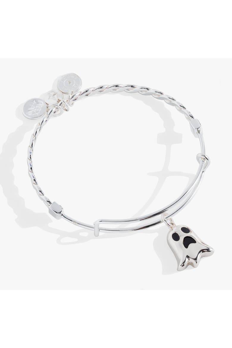 Ghost 'Only Here for the Boos' Textured Bangle, Main, color, Silver