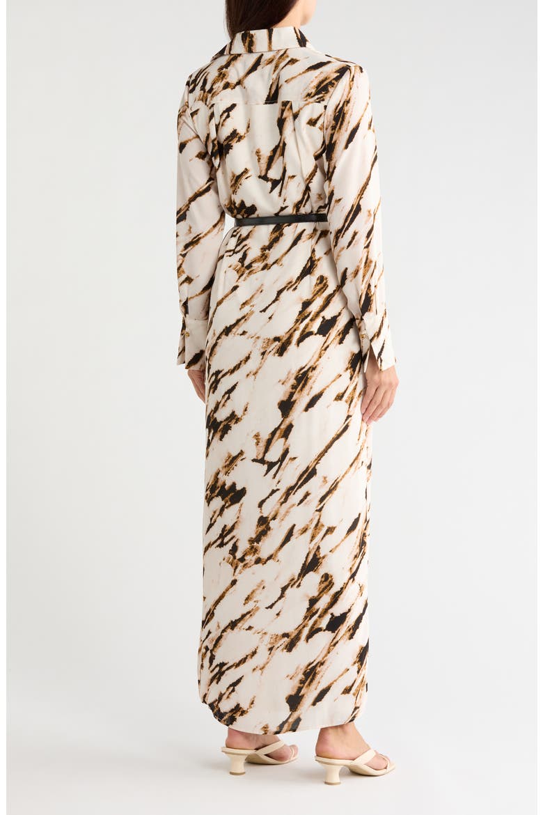 Long Sleeve Belted Shirtdress, Alternate, color, BLACK/ FAWN MULTI