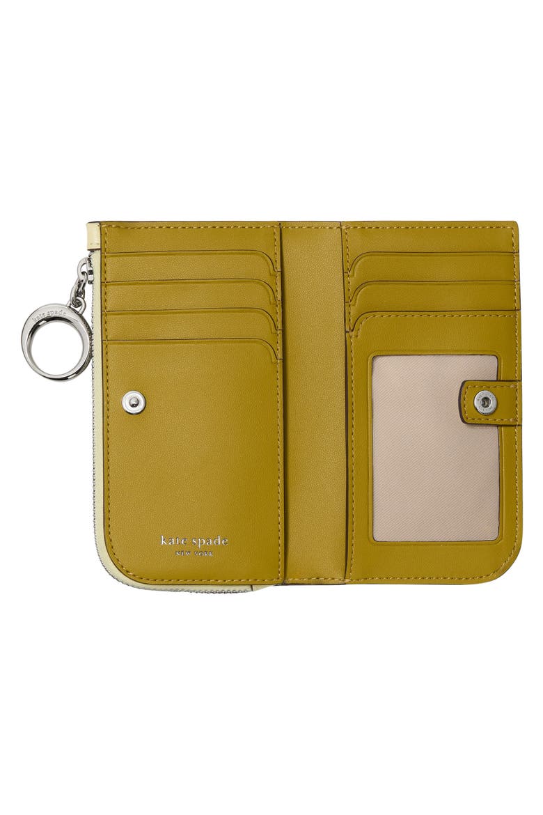 small halo fine grain leather zip wallet, Alternate, color, PALE CITRON