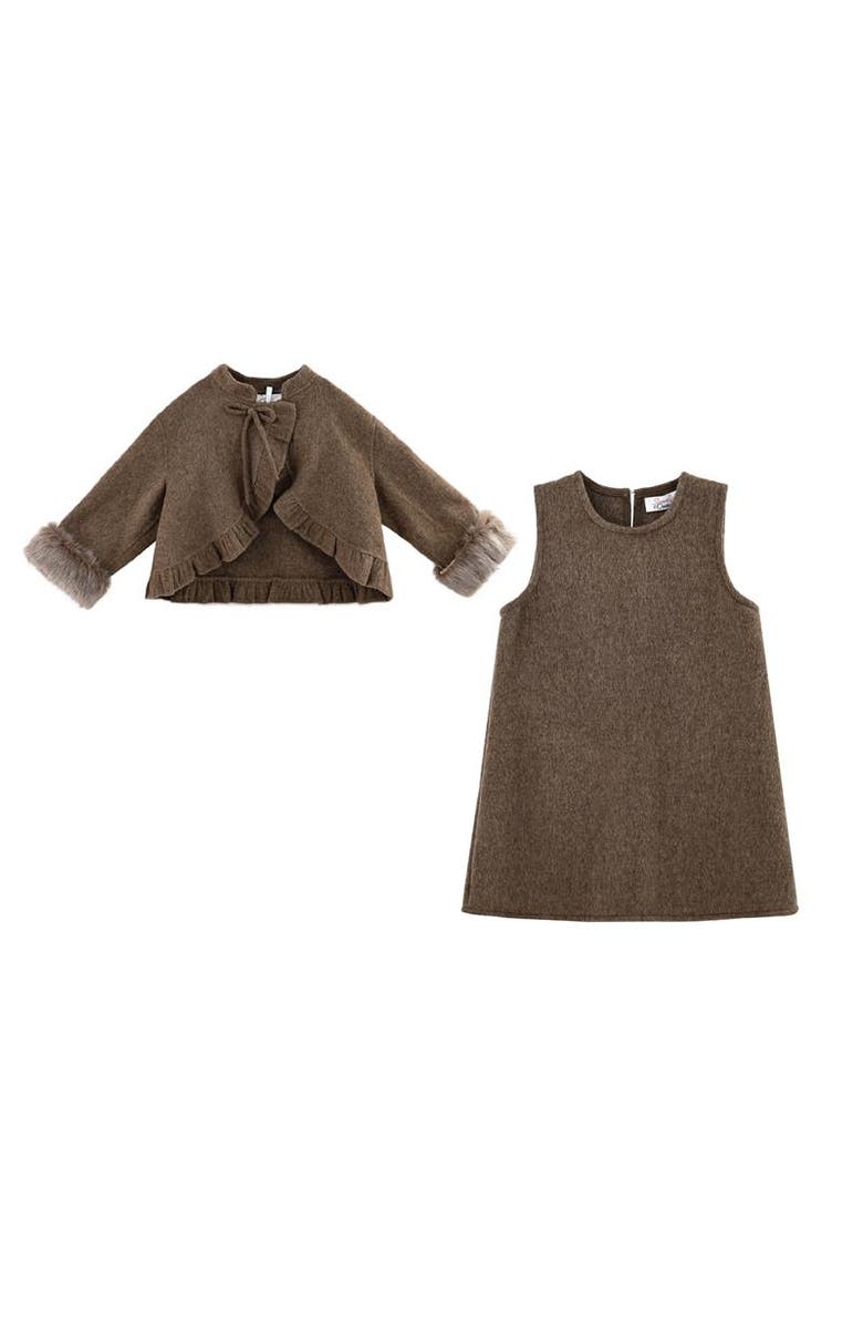 Sweet Cactus Wool Dress & Jacket Set, Main, color, Brown