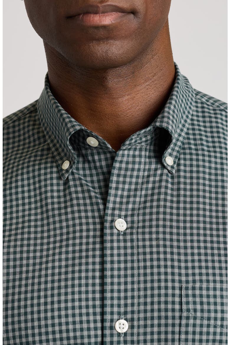 Everyday Gingham Cotton Blend Button-Down Shirt, Alternate, color, HEATHER GREY GREEN GINGHAM
