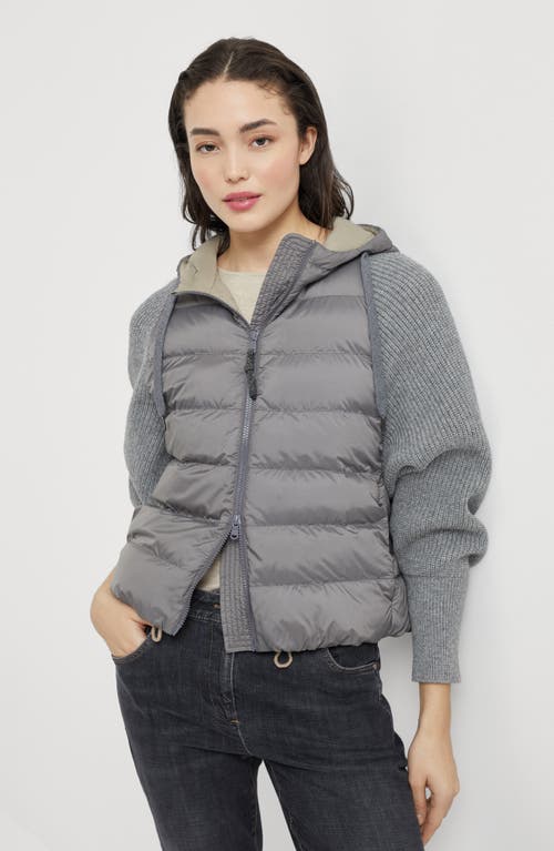 Brunello Cucinelli Hooded Down Jacket With Solomeo Inserts In Gray