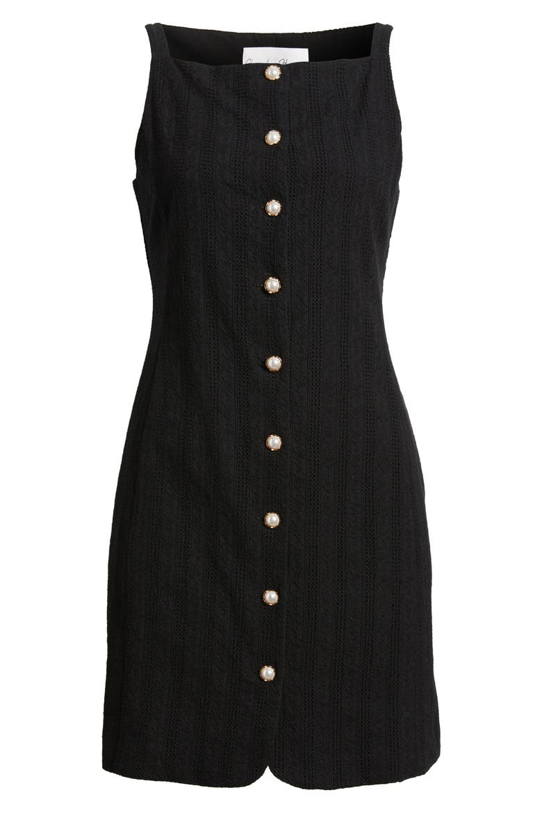 Textured Stripe Cotton Minidress, Alternate, color, BLACK