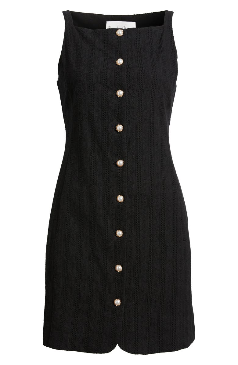 Charles Henry Textured Stripe Cotton Minidress, Alternate, color, Black