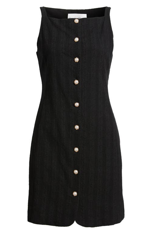 Charles Henry Textured Stripe Cotton Minidress In Black