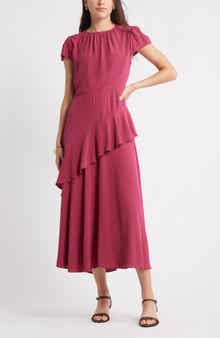 Caslon® Cap Sleeve Ruffle Dress