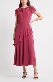 Caslon® Cap Sleeve Ruffle Dress