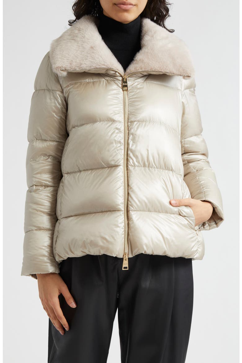 Shiny Nylon Down Jacket, Main, color, CHAMPAGNE