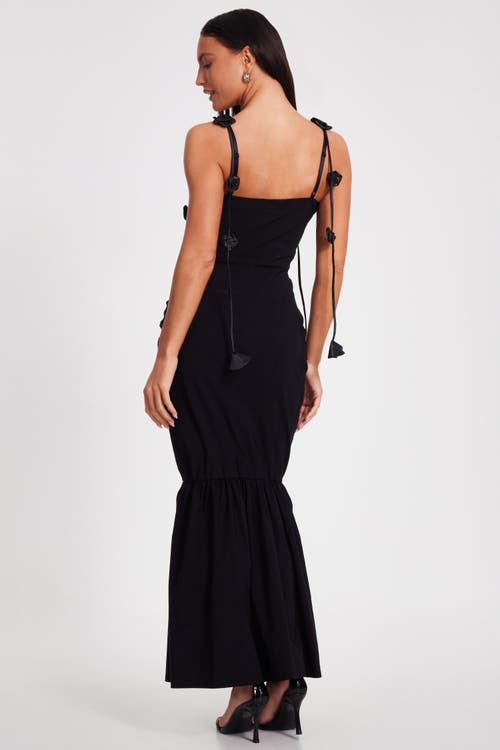 Quiz Bengaline Maxi Dress With Trailing Floral Detail In Black