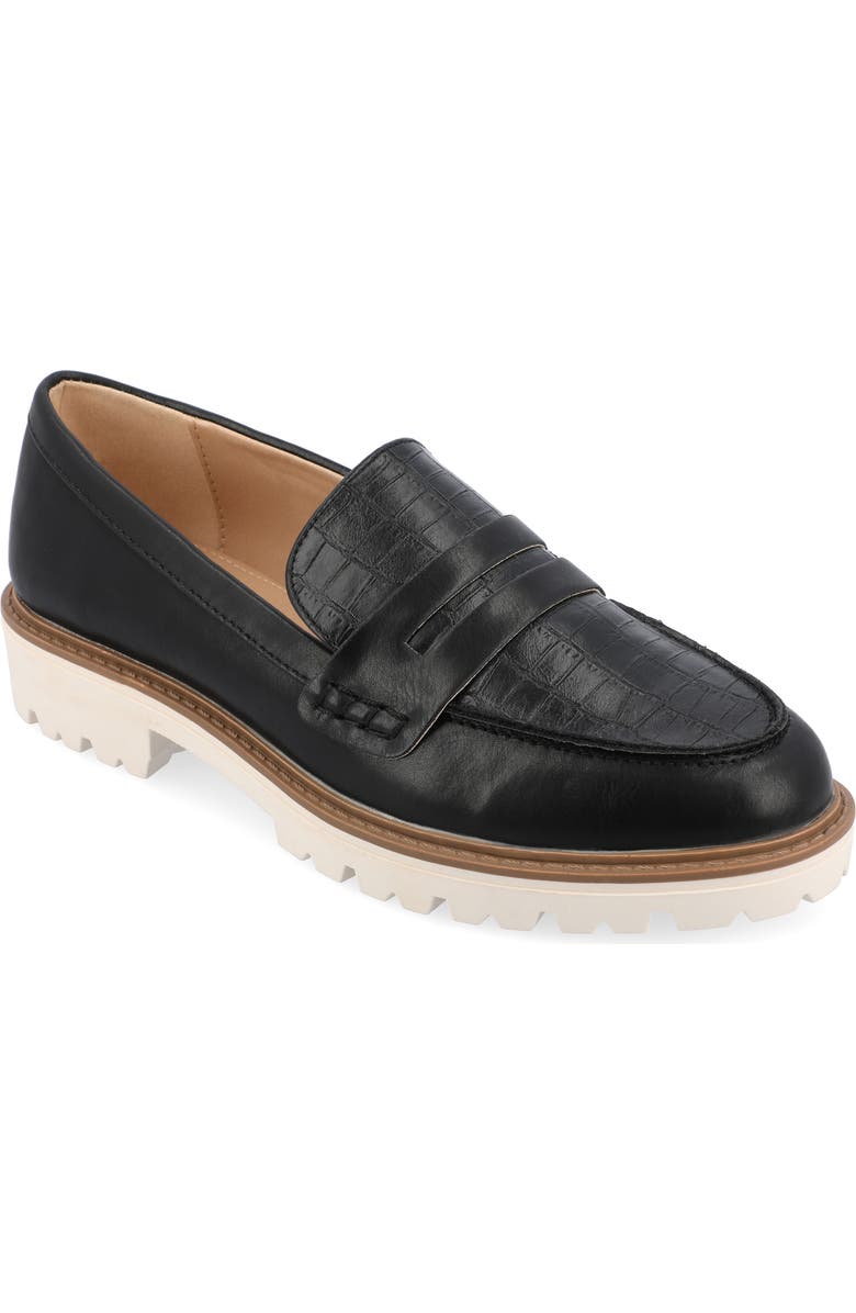 Journee Collection Kenly Penny Loafer - Wide Width, Main, color, Black