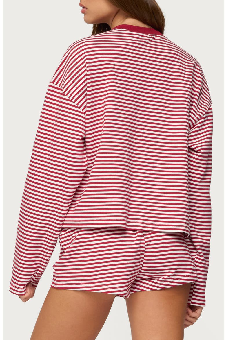 Janee Stripe Long Sleeve Cotton Ringer T-Shirt, Alternate, color, BURGUNDY