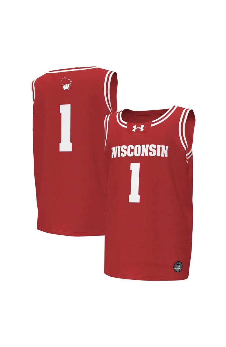 Under Armour Youth Under Armour #1 Red Wisconsin Badgers Replica Basketball Jersey, Alternate, color,