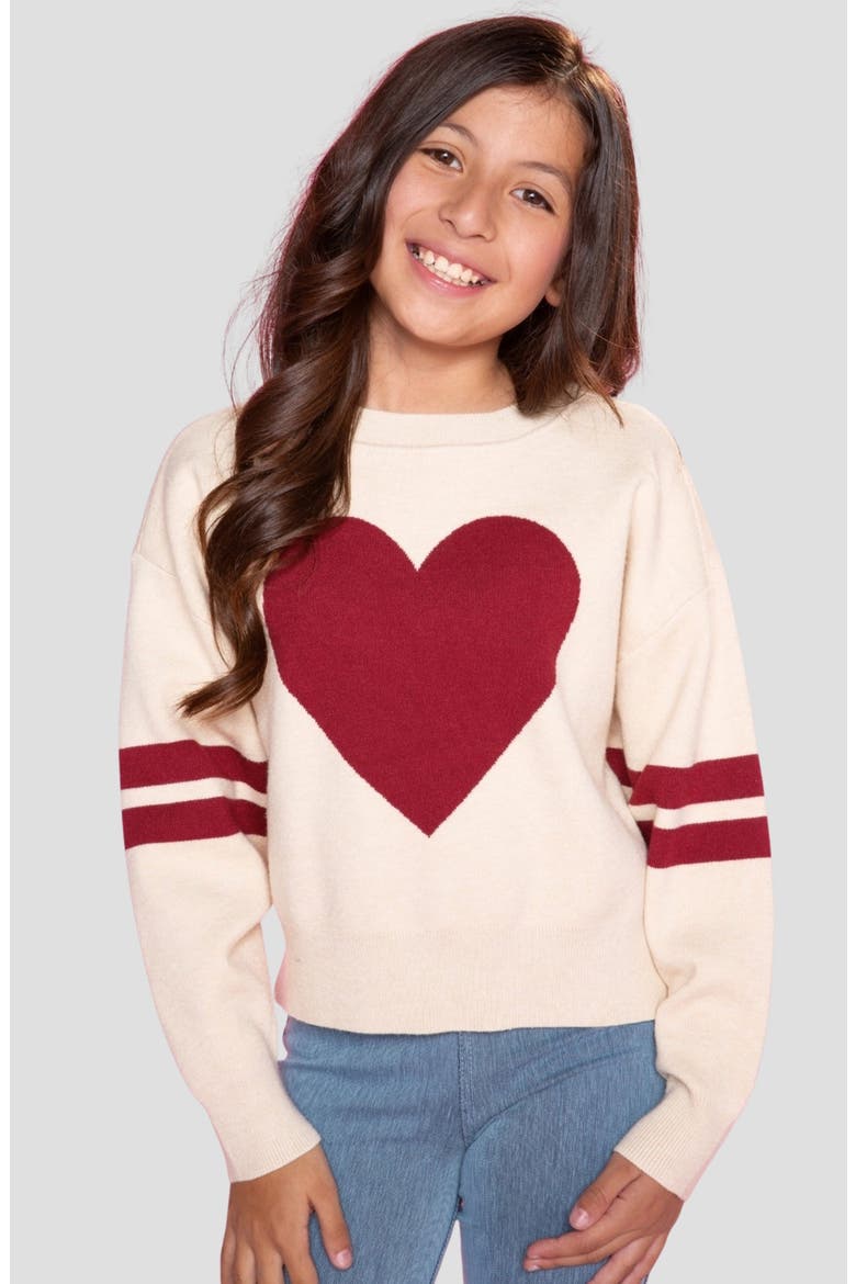 Kids' Heart Graphic Sweater, Alternate, color, OATMEAL HEARTS